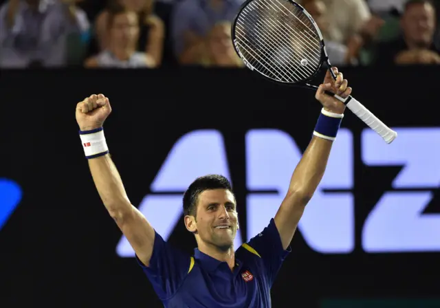 Novak Djokovic celebrates