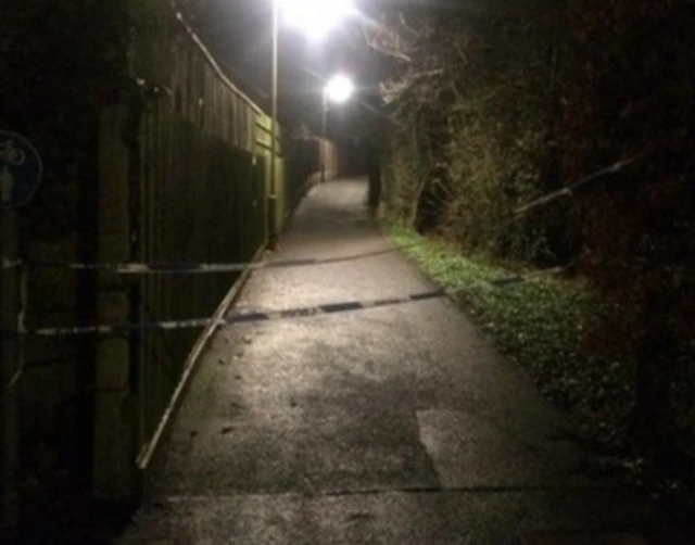 The path leading to the bridge at the jitty in Broadway was cordoned off last night