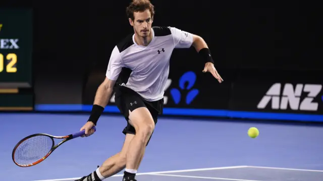 Andy Murray prepares to hit a shot