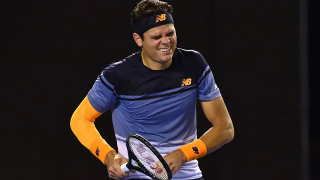 Milos Raonic reacts