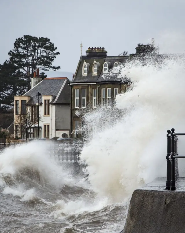 The scene in Largs as Strom Gertrude hits