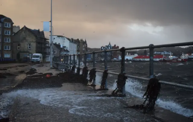 The scene in Oban after Storm Gertrude