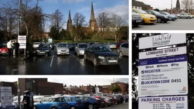 Cars parked in Lichfield and a parking notice