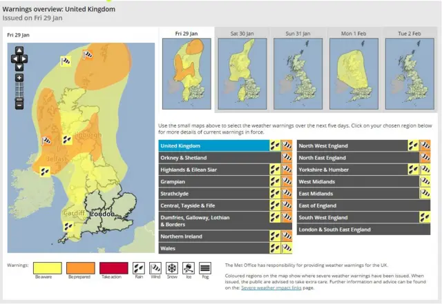 Met Office Gertrude map