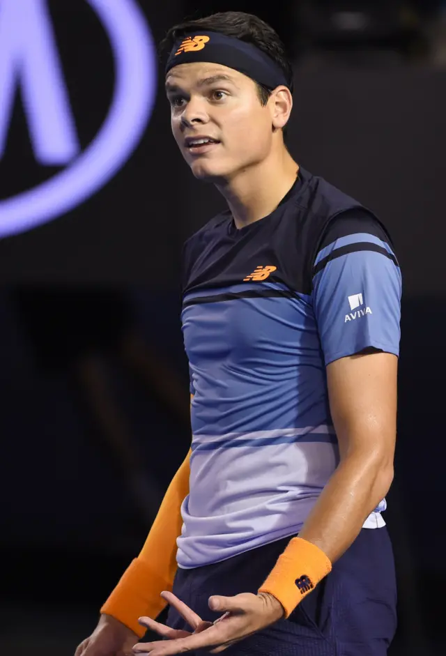 Milos Raonic gestures