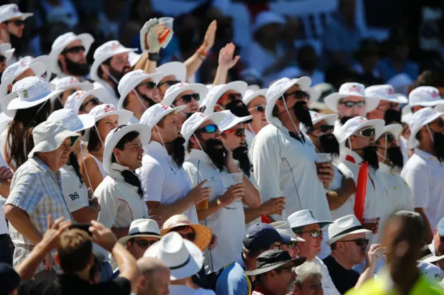 England fans wearing mock beards