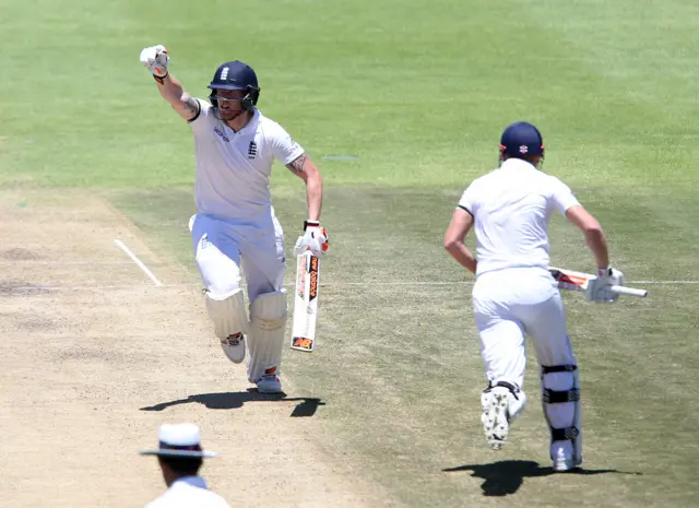 Ben Stokes and Jonny Bairstow run between the wickets