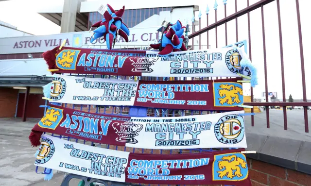 Aston Villa and Manchester City scarves