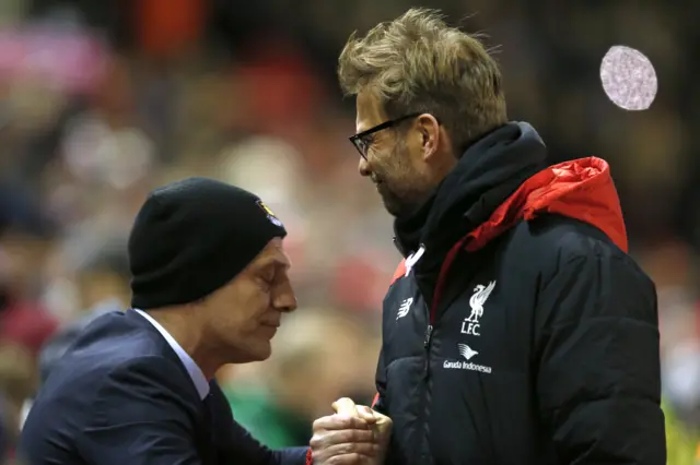 Jurgen Klopp greets Slaven Billic