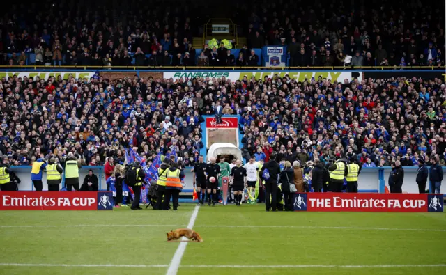 The players enter the pitch before the game