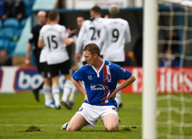 Mark Ellis of Carlisle United looks dejected after the second Everton goal during the Emirates FA Cup Fourth Round match between Carlisle United and Everton at Brunton Park