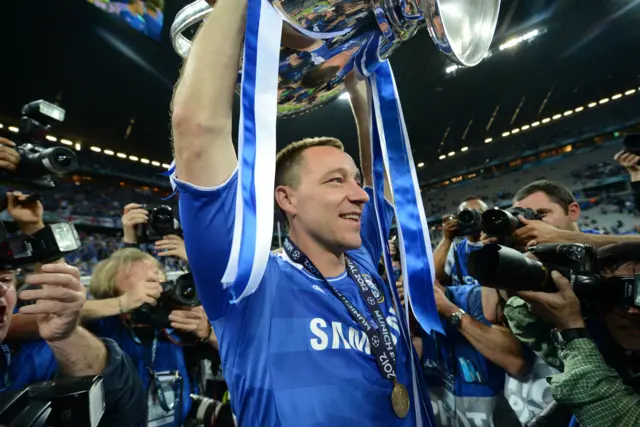 John Terry lifting the Champions League trophy