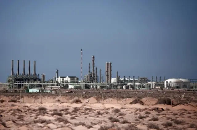 A general view of a petrochimical installation is seen in the oil rich town of Ras Lanuf on August 24, 2011 some 150 kilometres (93 miles) west of Sirte