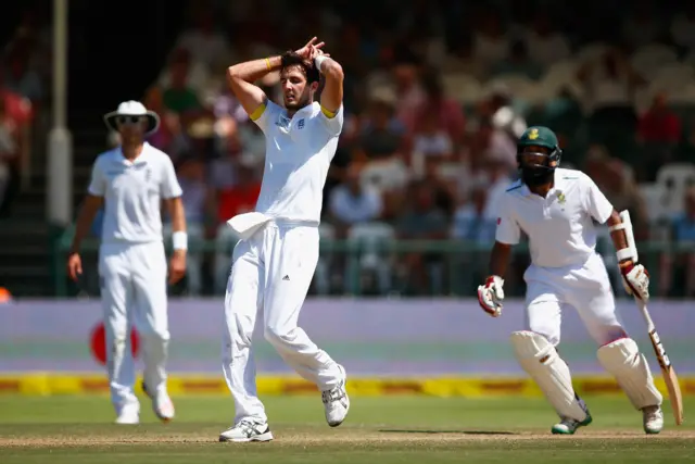 Steven Finn reacts