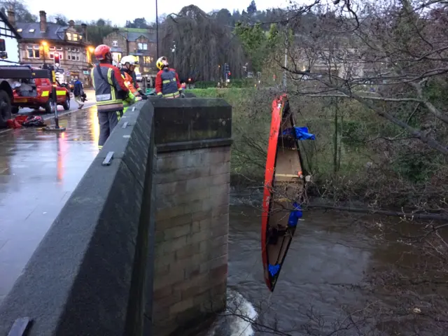 Canoe being lifted out the water