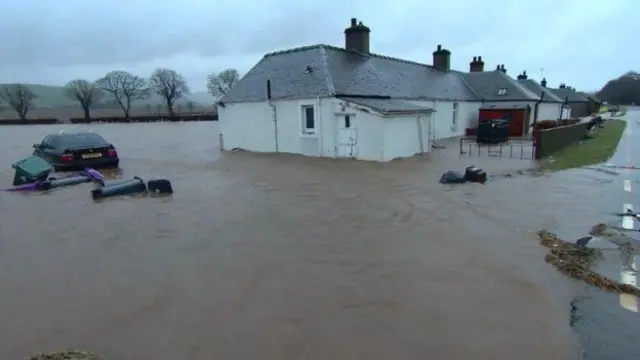 Homes were flooded near Coupar Angus on Monday