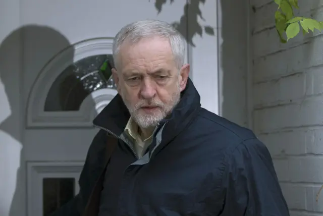 Jeremy Corbyn leaving his house