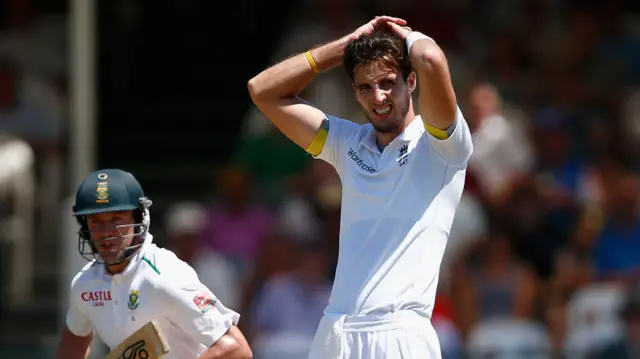 Steven Finn looks dejected