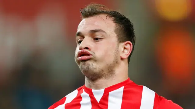 Xherdan Shaqiri reacts