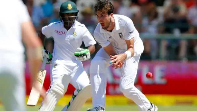 Steven Finn drops a catch