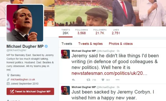 Michael Dugher twitter page