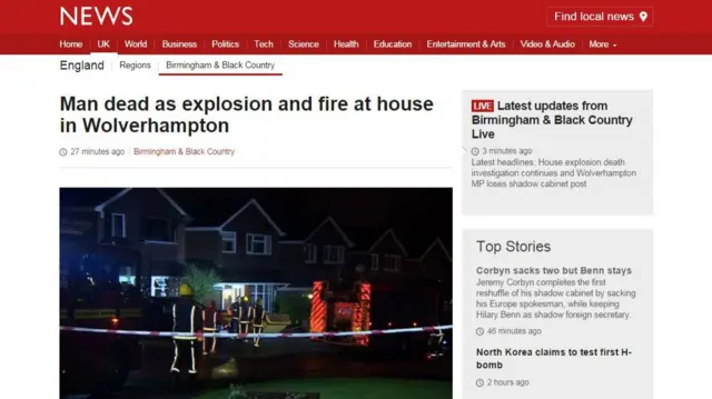 Man dead as explosion and fire at house in Wolverhampton