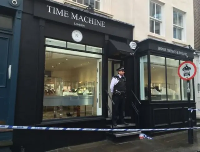 Scene of the armed raid in Mayfair