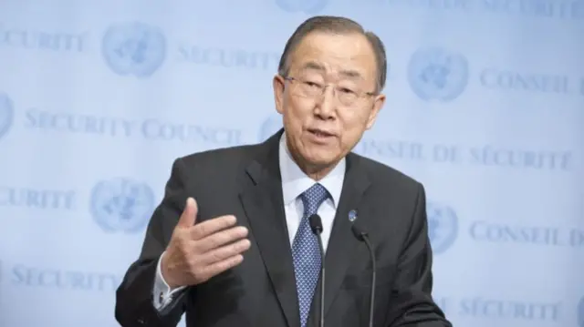 N Secretary-General Ban Ki-moon speaks with the press December 114, 2015