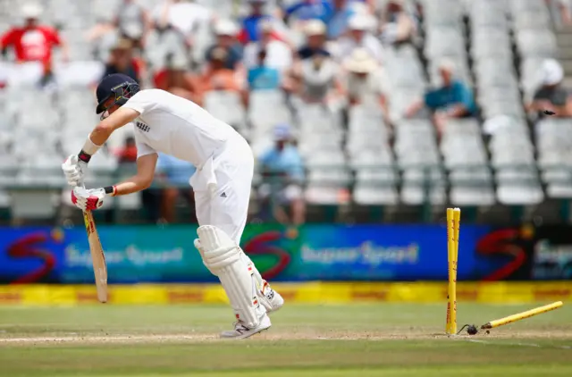 Joe Root is bowled