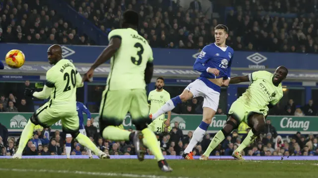 John Stones scores a disallowed goal for Everton