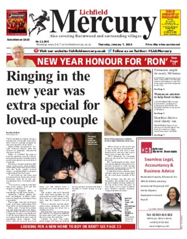 Lichfield Mercury frontpage