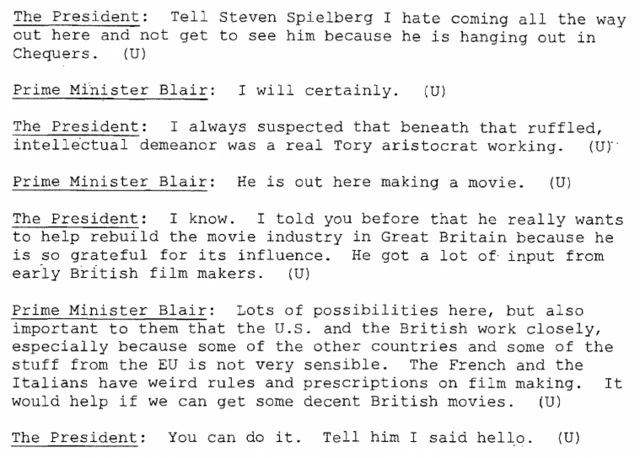 Tony Blair and Bill Clinton transcript