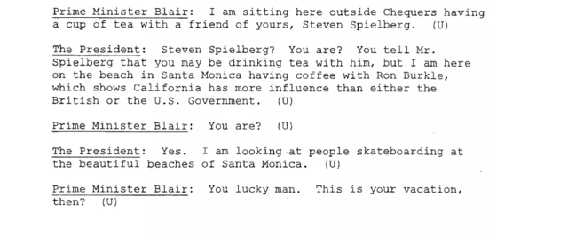 Tony Blair and Bill Clinton transcript