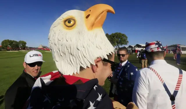 A man with an eagle outfit