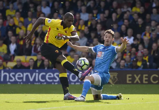 Odion Ighalo shoots at goal