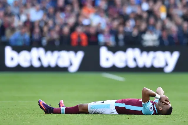 Dimitri Payet reacts to a missed chance