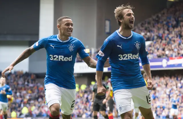 Rangers' James Tavernier and Niko Kranjcar celebrate