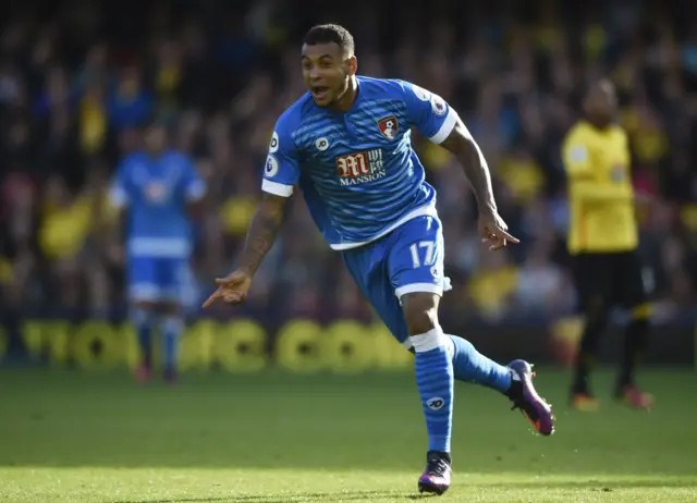 Josh King celebrates goal