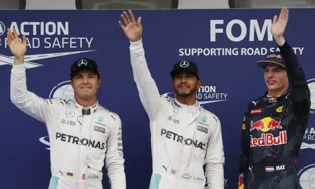 Nico Rosberg (left) qualified second for the Malaysian Grand Prix