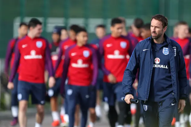 England interim manager Gareth Southgate (right)