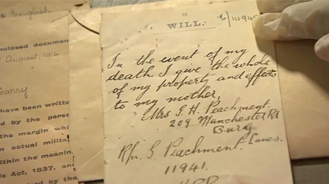 Example of a will left by a soldier made before WW1
