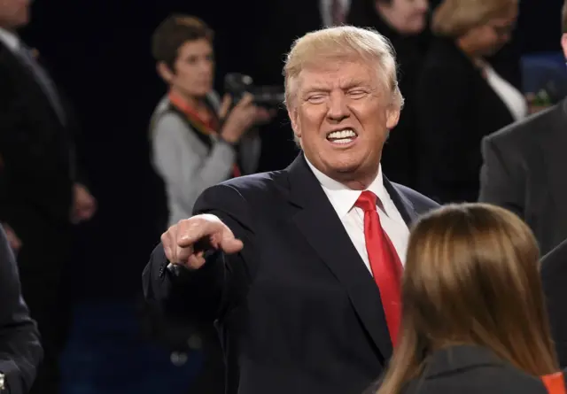 Donald Trump at the debate in St Louis, Missouri