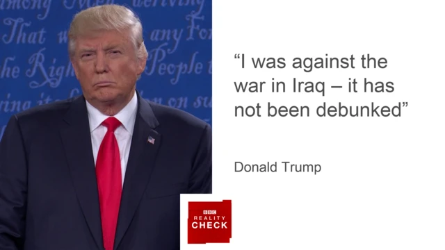 Graphic showing Donald Trump's quote on his views on the invasion of Iraq