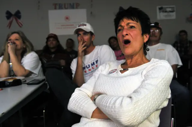 Trump supporter Debra Earnes reacts