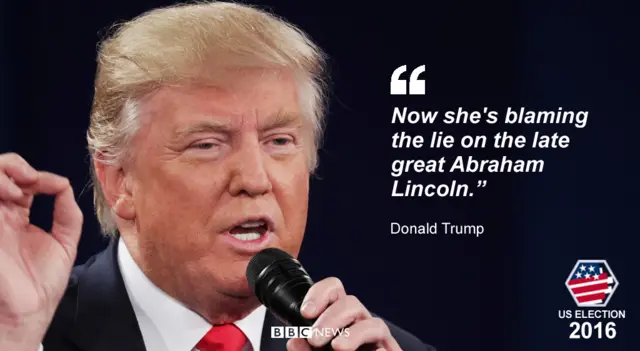 Now she's blaming the lie on the late great Abraham Lincoln.