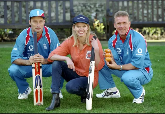 Nasser Hussain, Anneka Rice and Alec Stewart