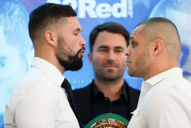 Bellew and Flores stare off