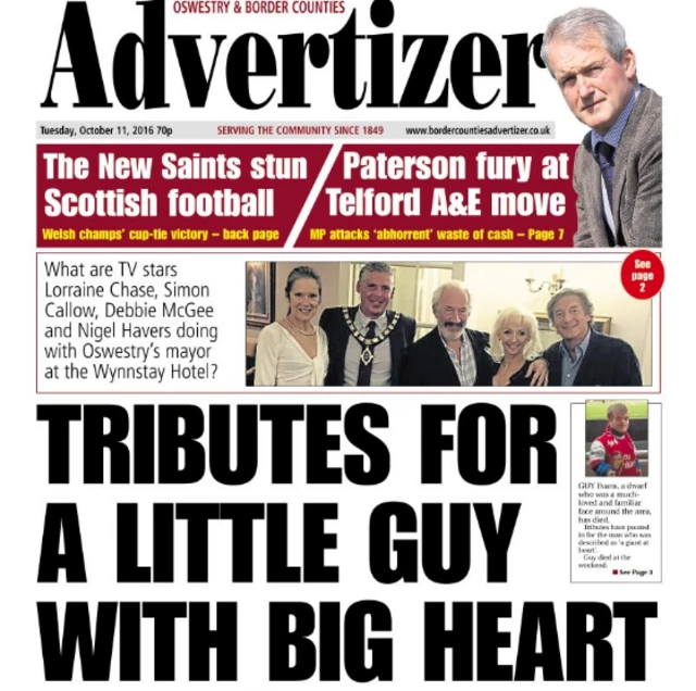 Oswestry Advertizer front page