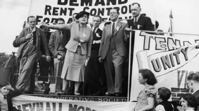 Ellen Wilkinson MP, speaking at the Tenants and Residents meeting in Hyde Park, London, around 1935