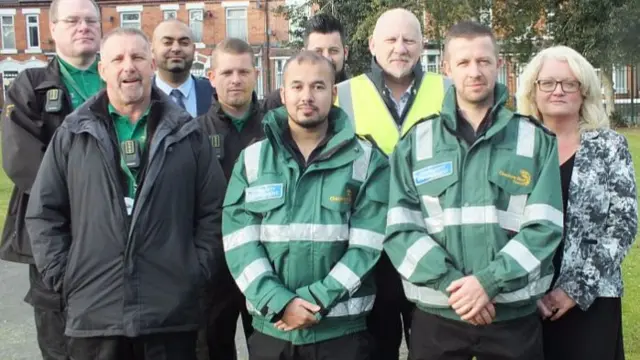 Cllr Bates at Westminster Street Park, Crewe, with new enforcement officers